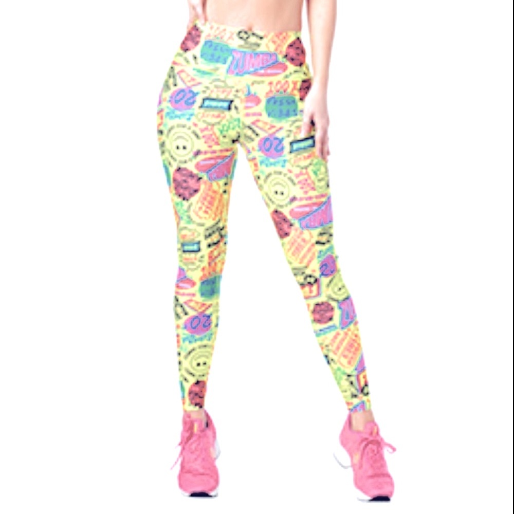 Zumba Fresh Vibes High Waisted Ankle Leggings Color: Caution Size: Spicy Small